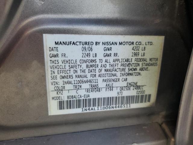 Aukcja sprzedaży 2006 Nissan Altima, vin: 1N4AL11D06N446511, numer aukcji: 56612036