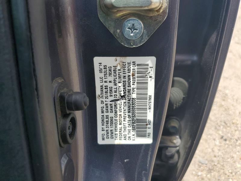 Продажа на аукционе авто 2014 Honda Civic, vin: 19XFB2F52EE053008, номер лота: 55957846