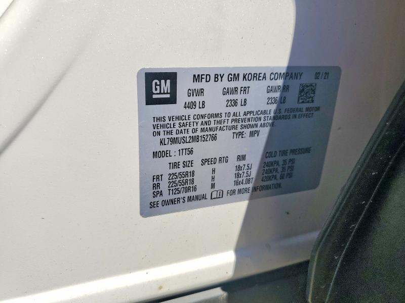 Продажа на аукционе авто 2021 Chevrolet Trailblazer, vin: KL79MUSL2MB152766, номер лота: 55918786