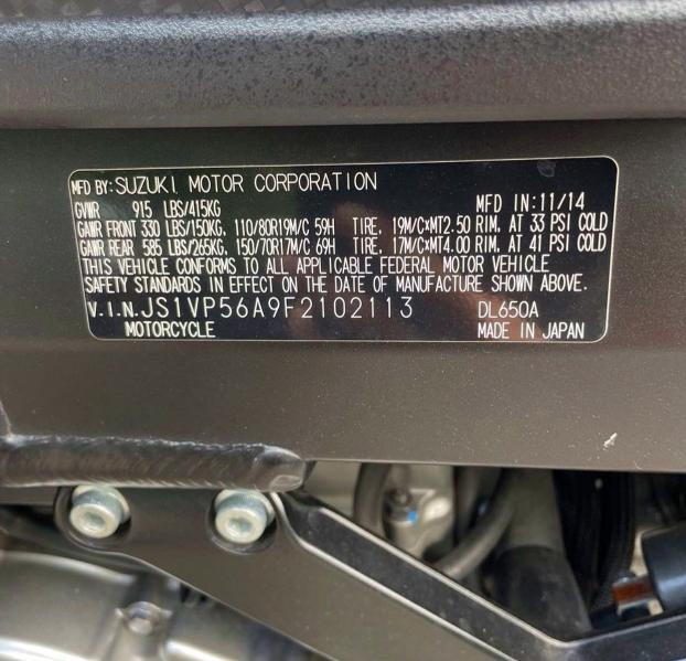 Aukcja sprzedaży 2015 Suzuki Dl650, vin: JS1VP56A9F2102113, numer aukcji: 59530316