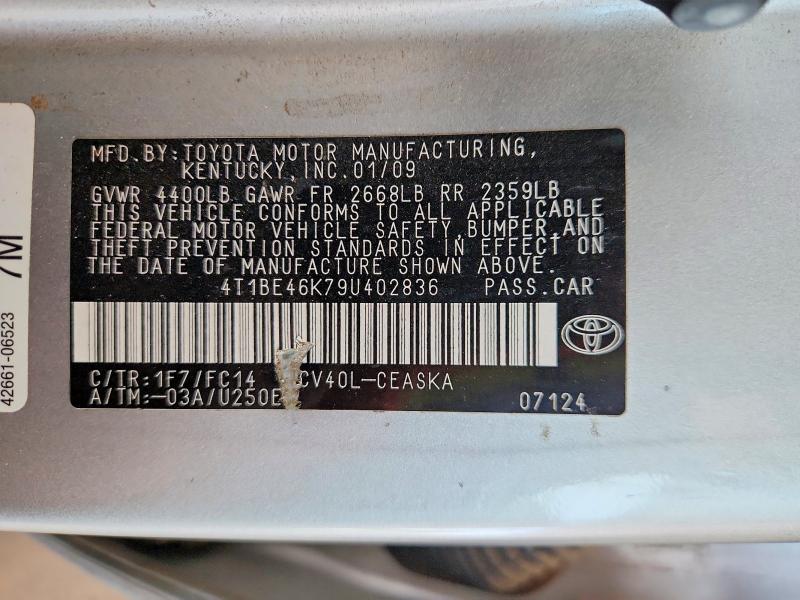56981086 :رقم المزاد ، 4T1BE46K79U402836 vin ، 2009 Toyota Camry مزاد بيع
