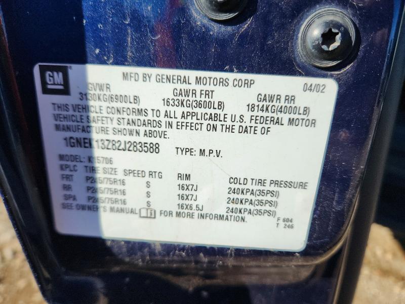2002 Chevrolet Tahoe მანქანა იყიდება აუქციონზე, vin: 1GNEK13Z82J283588, აუქციონის ნომერი: 59091686