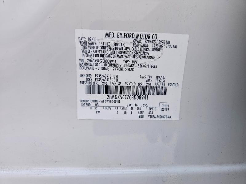 Продажа на аукционе авто 2012 Ford Flex, vin: 2FMGK5CC7CBD08941, номер лота: 55490476
