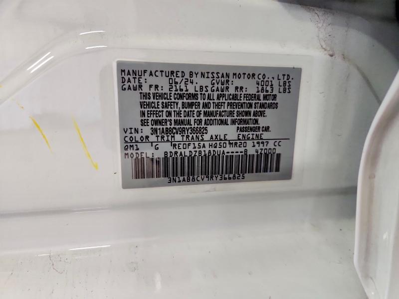 2024 Nissan Sentra მანქანა იყიდება აუქციონზე, vin: 3N1AB8CV9RY366825, აუქციონის ნომერი: 55892746