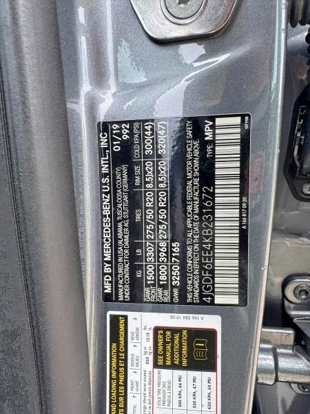 Aukcja sprzedaży 2019 Mercedes-benz Gls, vin: 4JGDF6EE4KB231672, numer aukcji: 59607456