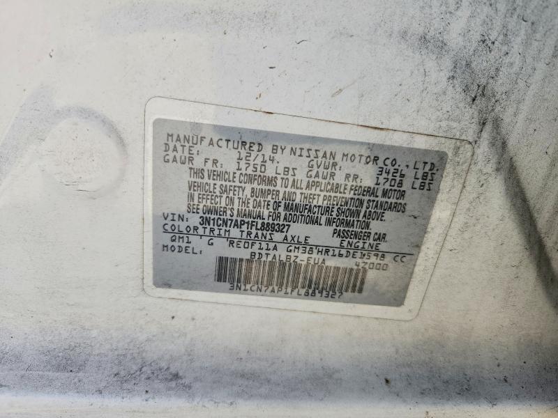 56839016 :رقم المزاد ، 3N1CN7AP1FL889327 vin ، 2015 Nissan Versa مزاد بيع