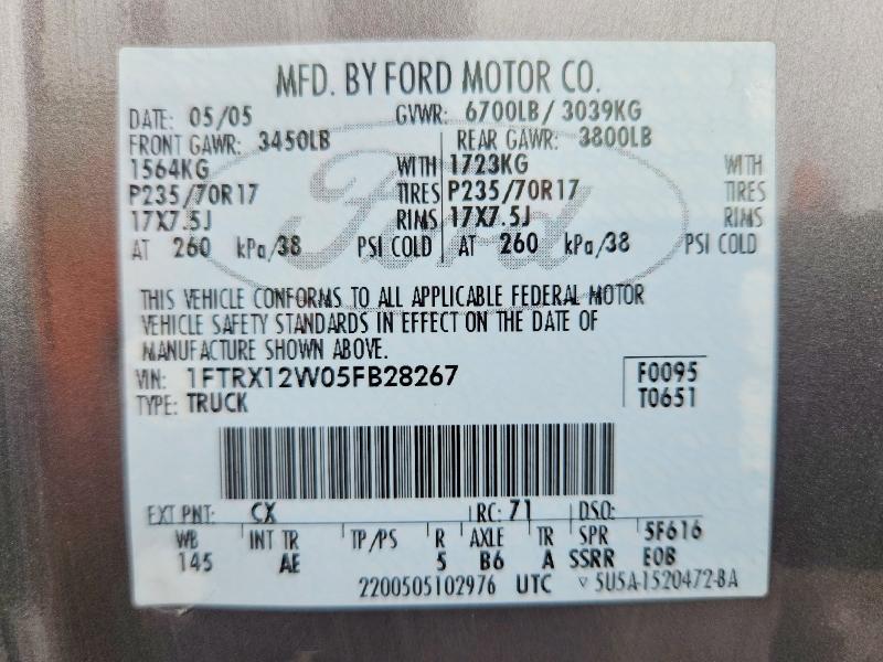 Aukcja sprzedaży 2005 Ford F150, vin: 1FTRX12W05FB28267, numer aukcji: 55980766