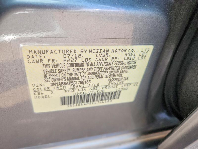 Продаж на аукціоні авто 2012 Nissan Sentra, vin: 3N1AB6AP5CL766183, номер лоту: 57052576