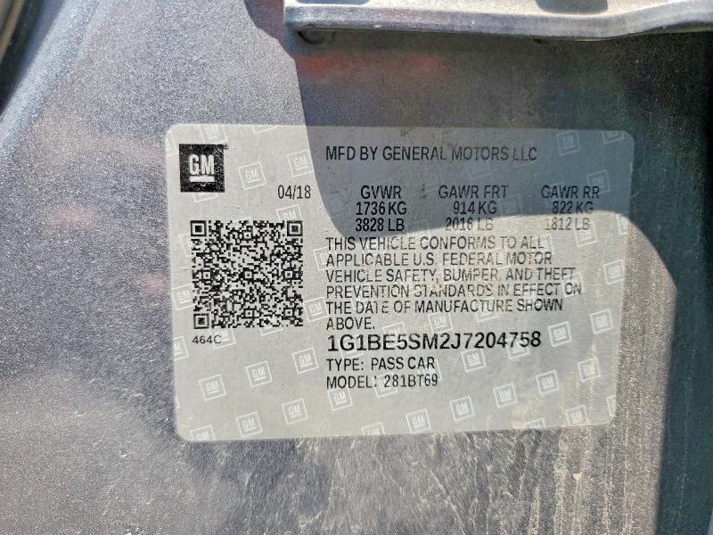 Продаж на аукціоні авто 2018 Chevrolet Cruze, vin: 1G1BE5SM2J7204758, номер лоту: 59088436