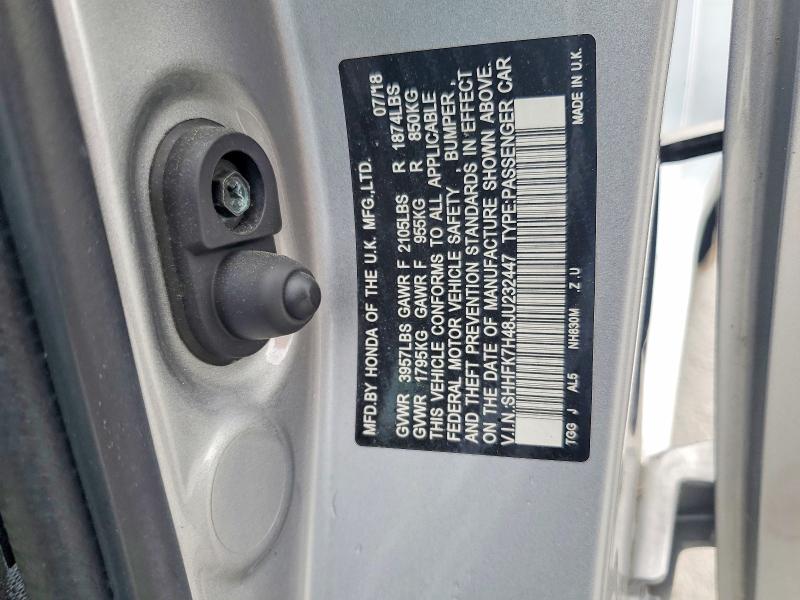 Aukcja sprzedaży 2018 Honda Civic, vin: SHHFK7H48JU232447, numer aukcji: 53081736