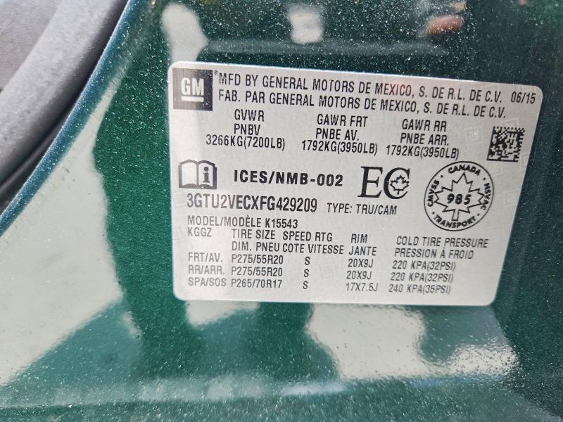 Продаж на аукціоні авто 2015 Gmc Sierra, vin: 3GTU2VECXFG429209, номер лоту: 85624505