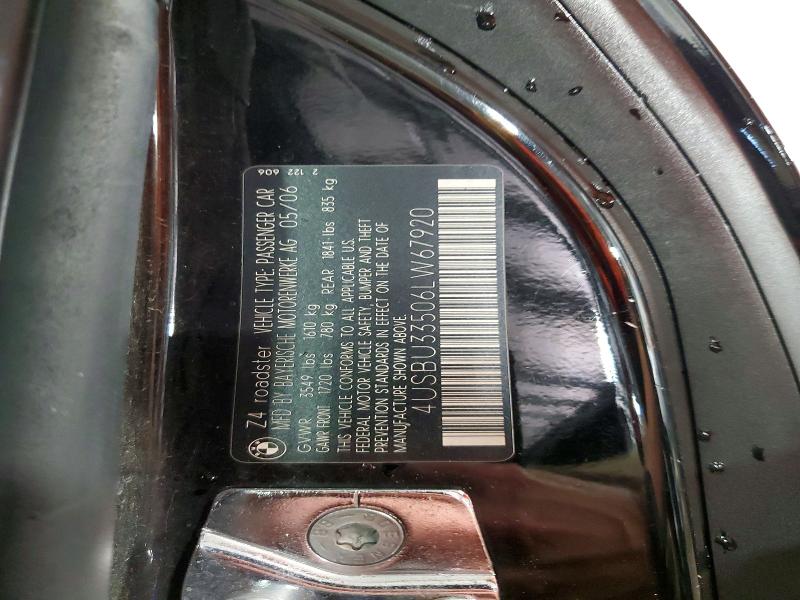 55834686 :رقم المزاد ، 4USBU33506LW67920 vin ، 2006 Bmw Z4 مزاد بيع