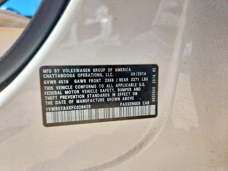 Aukcja sprzedaży 2015 Volkswagen Passat, vin: 1VWBS7A3XFC026629, numer aukcji: 56695066