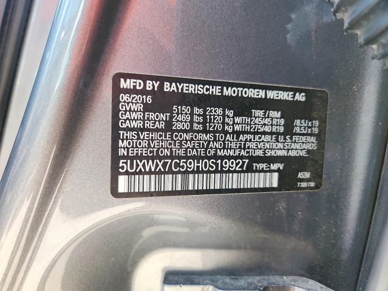 Продаж на аукціоні авто 2017 Bmw X3, vin: 5UXWX7C59H0S19927, номер лоту: 58025466