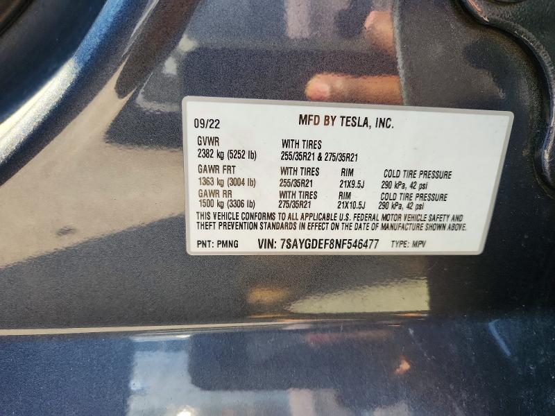 Aukcja sprzedaży 2022 Tesla Model Y, vin: 7SAYGDEF8NF546477, numer aukcji: 85986405
