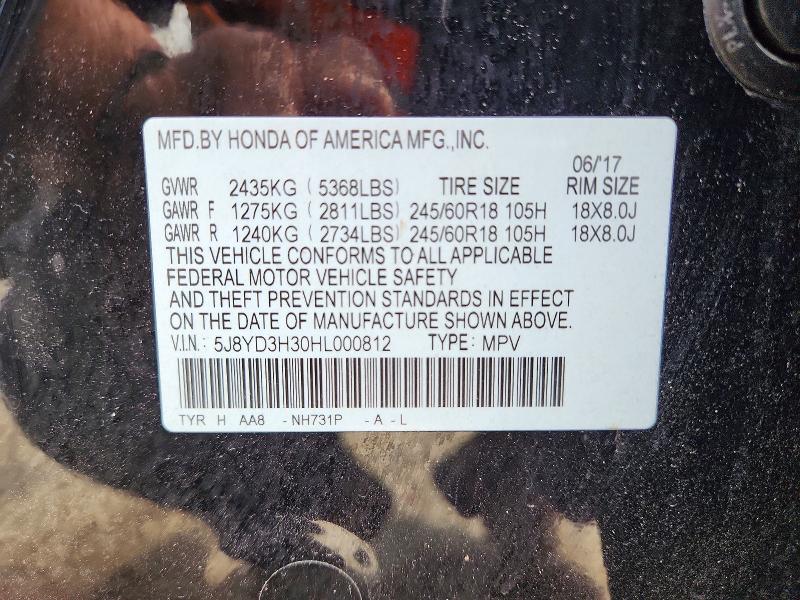 55413466 :رقم المزاد ، 5J8YD3H30HL000812 vin ، 2017 Acura Mdx مزاد بيع