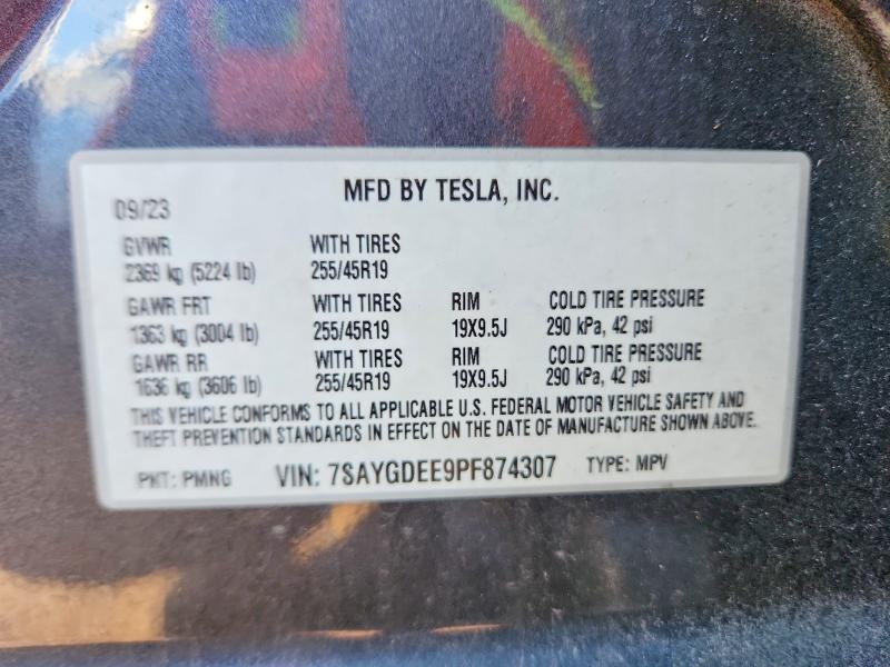 2023 Tesla Model Y მანქანა იყიდება აუქციონზე, vin: 7SAYGDEE9PF874307, აუქციონის ნომერი: 58392266