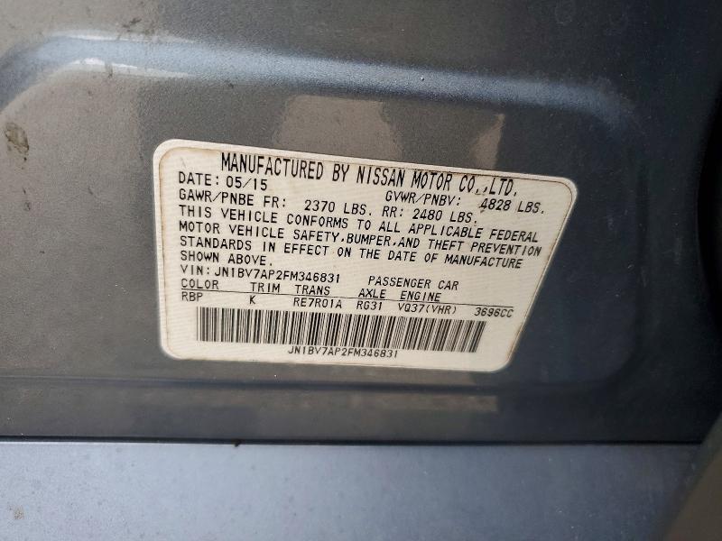 58772086 :رقم المزاد ، JN1BV7AP2FM346831 vin ، 2015 Infiniti Q50 مزاد بيع