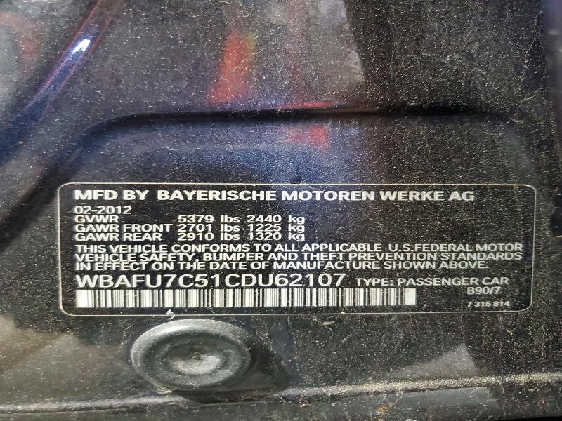 Aukcja sprzedaży 2012 Bmw 535, vin: WBAFU7C51CDU62107, numer aukcji: 57070946