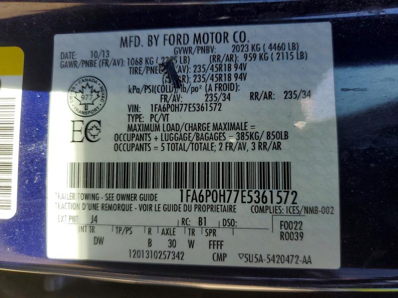 Продаж на аукціоні авто 2014 Ford Fusion, vin: 1FA6P0H77E5361572, номер лоту: 55758036