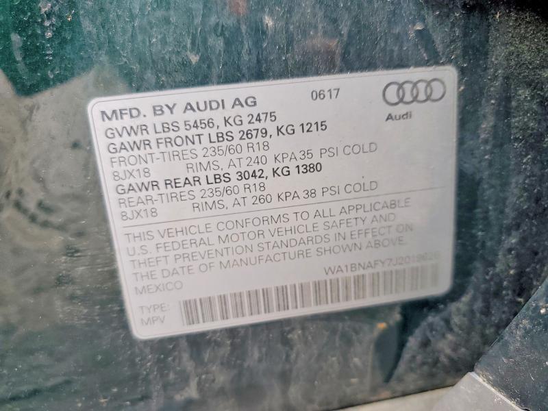 2018 Audi Q5 მანქანა იყიდება აუქციონზე, vin: WA1BNAFY7J2019626, აუქციონის ნომერი: 57076886