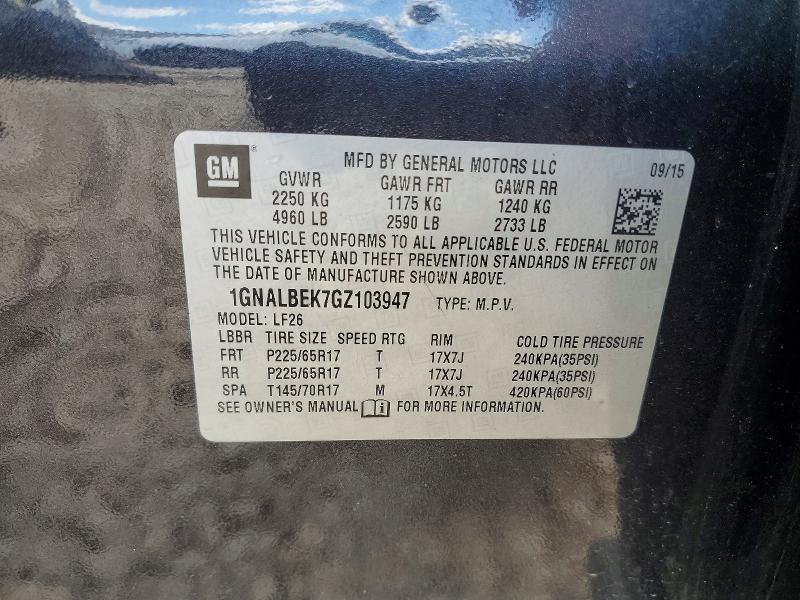 Продажа на аукционе авто 2016 Chevrolet Equinox, vin: 1GNALBEK7GZ103947, номер лота: 57998806