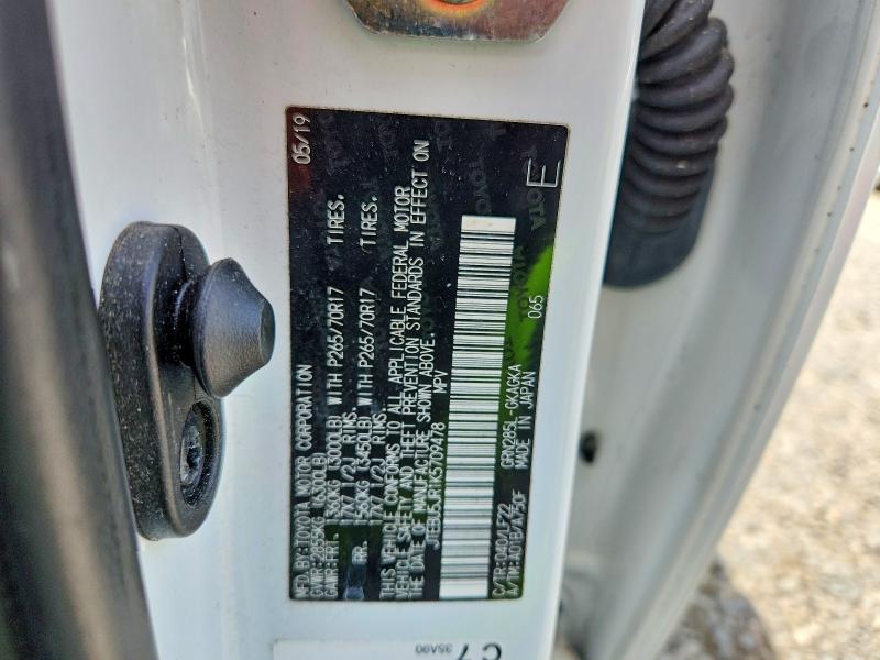2019 Toyota 4runner მანქანა იყიდება აუქციონზე, vin: JTEBU5JR1K5709478, აუქციონის ნომერი: 56966676
