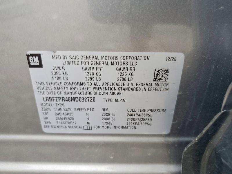 56808286 :رقم المزاد ، LRBFZPR48MD082720 vin ، 2021 Buick Envision مزاد بيع