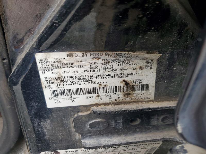 55635026 :رقم المزاد ، 1FT7W2B61CED23734 vin ، 2012 Ford F250 مزاد بيع