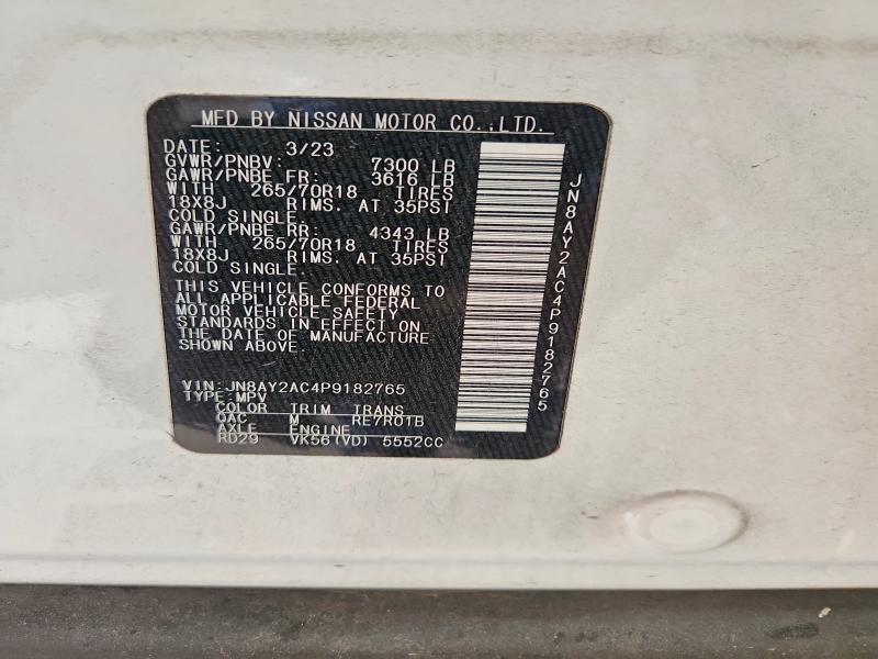 Aukcja sprzedaży 2023 Nissan Armada, vin: JN8AY2AC4P9182765, numer aukcji: 57972356