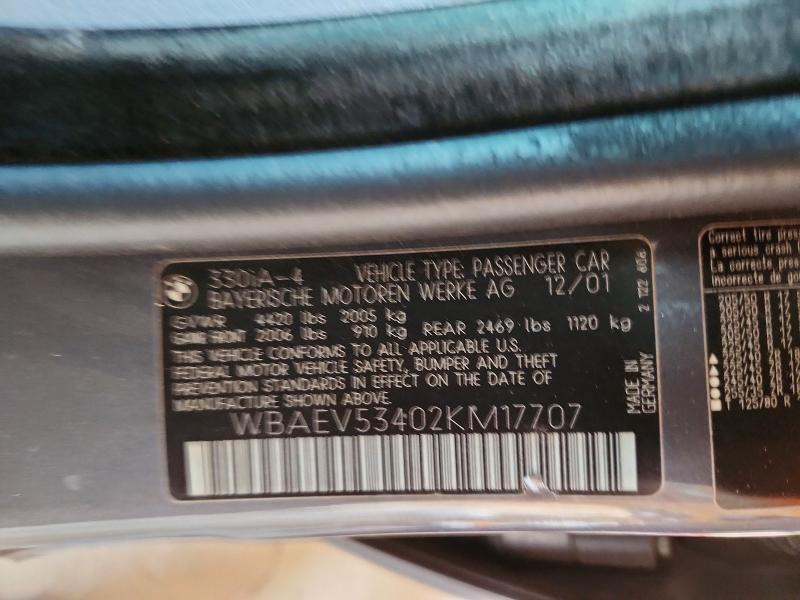 55374436 :رقم المزاد ، WBAEV53402KM17707 vin ، 2002 Bmw 330 مزاد بيع