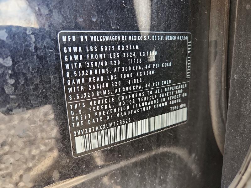 Aukcja sprzedaży 2020 Volkswagen Tiguan, vin: 3VV2B7AXXLM178525, numer aukcji: 56288356