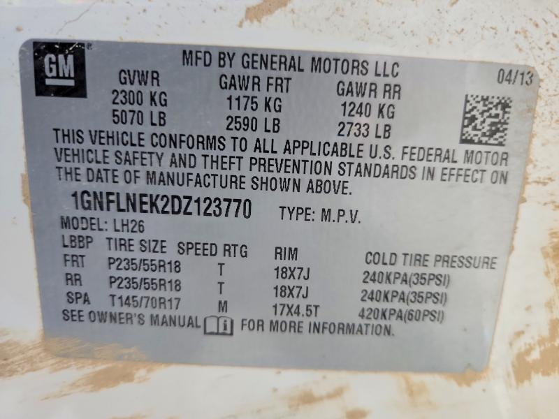 2013 Chevrolet Equinox მანქანა იყიდება აუქციონზე, vin: 1GNFLNEK2DZ123770, აუქციონის ნომერი: 57507106