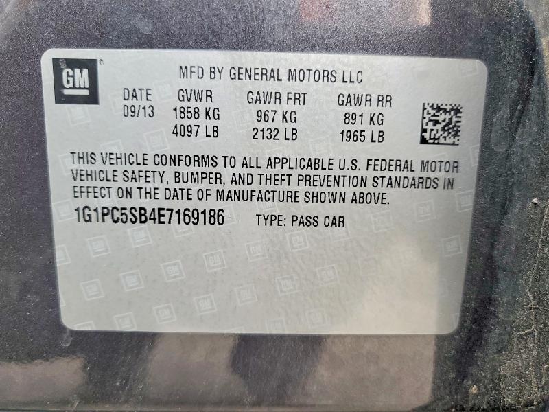 Продажа на аукционе авто 2014 Chevrolet Cruze, vin: 1G1PC5SB4E7169186, номер лота: 56406066