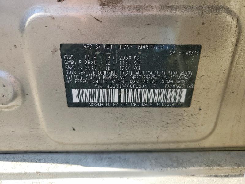 2015 Subaru Legacy მანქანა იყიდება აუქციონზე, vin: 4S3BNBC60F3004417, აუქციონის ნომერი: 58155636