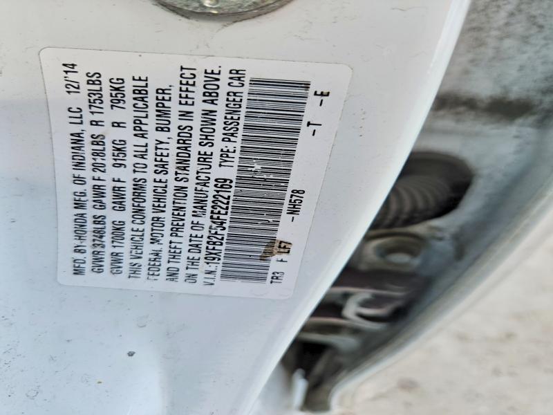 2015 Honda Civic მანქანა იყიდება აუქციონზე, vin: 19XFB2F54FE222169, აუქციონის ნომერი: 59026516