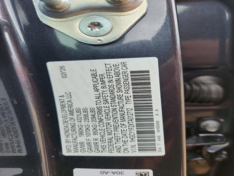 Продаж на аукціоні авто 2026 Honda Accord, vin: 1HGCY1F2XTA012712, номер лоту: 58445356