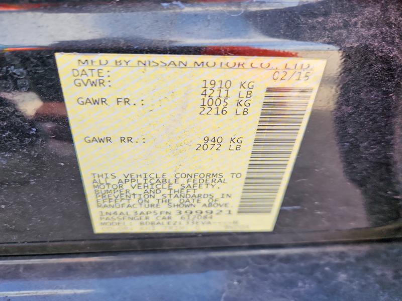 Продаж на аукціоні авто 2015 Nissan Altima, vin: 1N4AL3AP5FN399921, номер лоту: 58441096