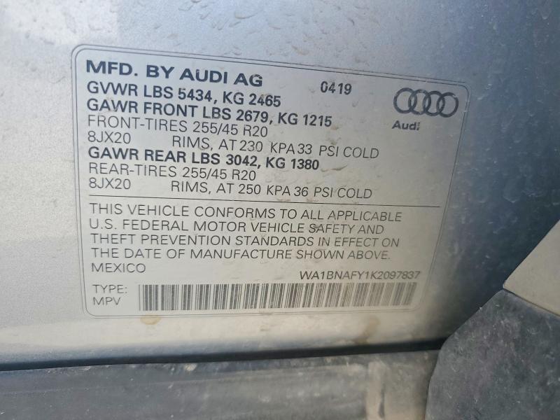 Продажа на аукционе авто 2019 Audi Q5, vin: WA1BNAFY1K2097837, номер лота: 57210246