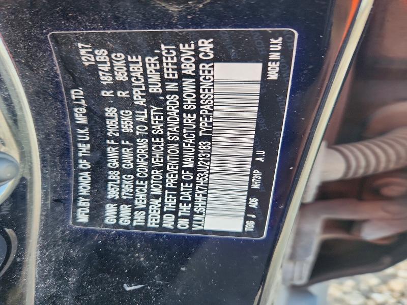 Продаж на аукціоні авто 2018 Honda Civic, vin: SHHFK7H53JU213183, номер лоту: 55989946