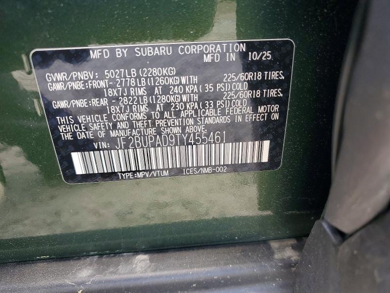 Продаж на аукціоні авто 2026 Subaru Outback, vin: JF2BUPAD9TY455461, номер лоту: 57401386