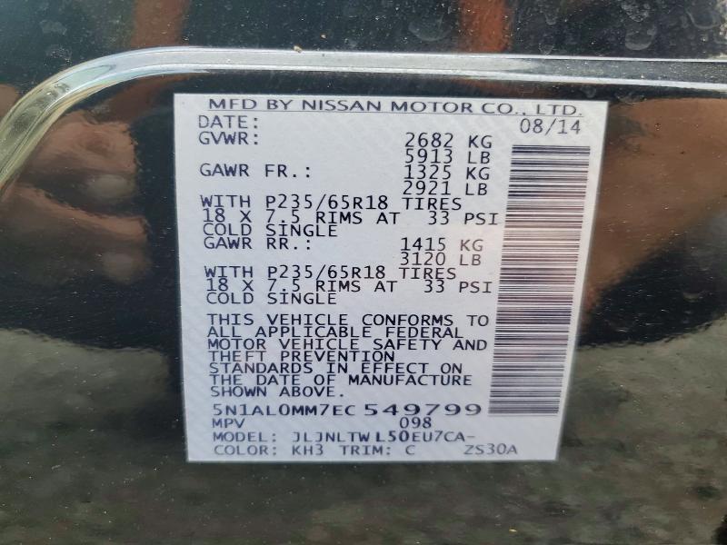 Aukcja sprzedaży 2014 Infiniti Qx60, vin: 5N1AL0MM7EC549799, numer aukcji: 56653026