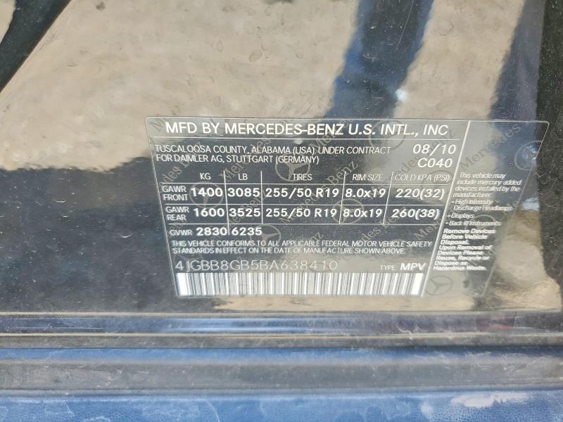 2011 Mercedes-benz Ml მანქანა იყიდება აუქციონზე, vin: 4JGBB8GB5BA638410, აუქციონის ნომერი: 58626506