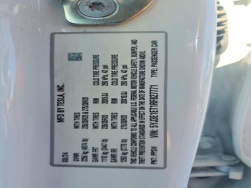 56098966 :رقم المزاد ، 5YJ3E1ET1RF827771 vin ، 2024 Tesla Model 3 مزاد بيع