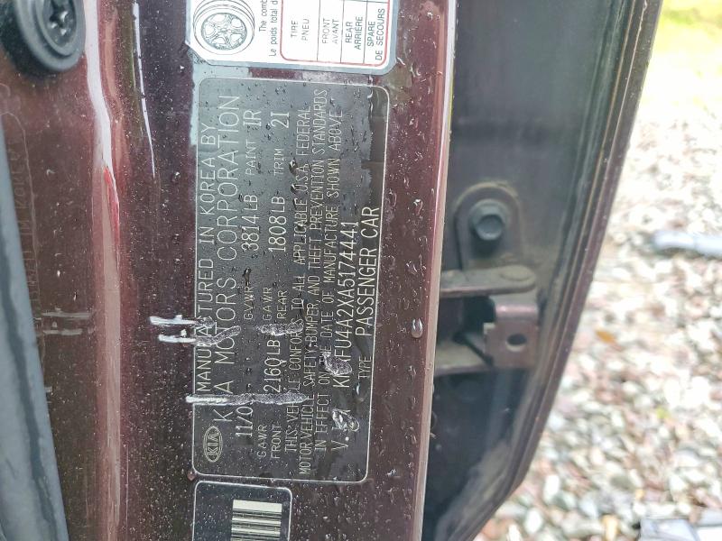 58282366 :رقم المزاد ، KNAFU4A2XA5174441 vin ، 2010 Kia Forte مزاد بيع