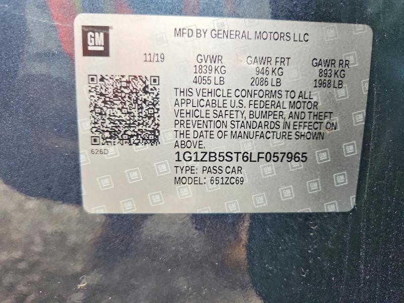 2020 Chevrolet Malibu მანქანა იყიდება აუქციონზე, vin: 1G1ZB5ST6LF057965, აუქციონის ნომერი: 58312946