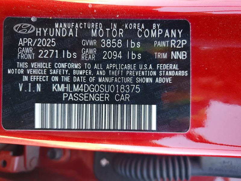2025 Hyundai Elantra მანქანა იყიდება აუქციონზე, vin: KMHLM4DG0SU018375, აუქციონის ნომერი: 55808576