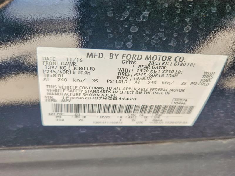 Aukcja sprzedaży 2017 Ford Explorer, vin: 1FM5K8B87HGB41423, numer aukcji: 55723316