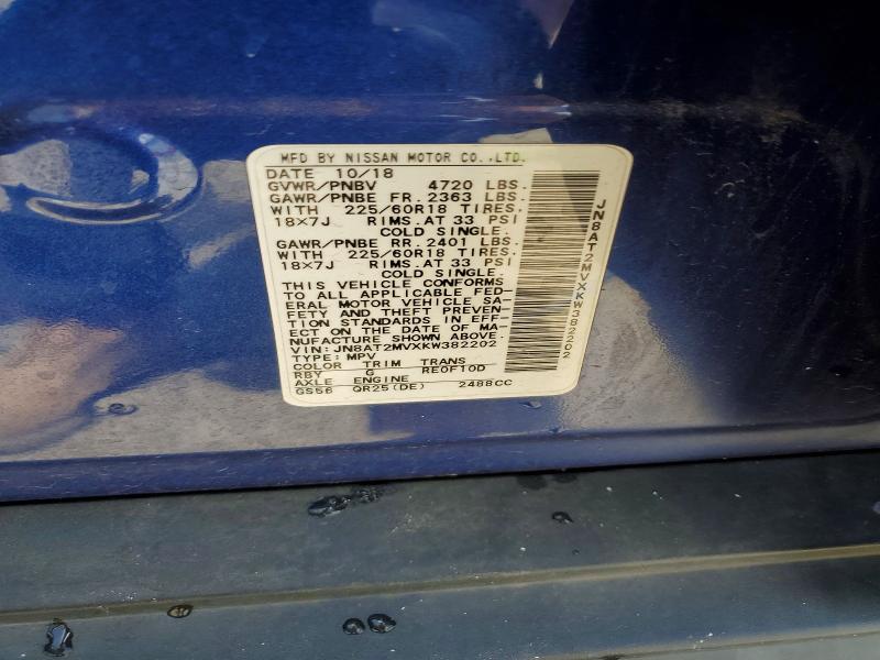 Aukcja sprzedaży 2019 Nissan Rogue, vin: JN8AT2MVXKW382202, numer aukcji: 55923046