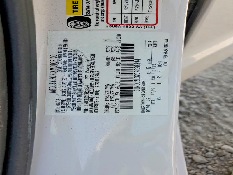 55961116 :رقم المزاد ، 3LNDL2L32CR838394 vin ، 2012 Lincoln Mkz مزاد بيع